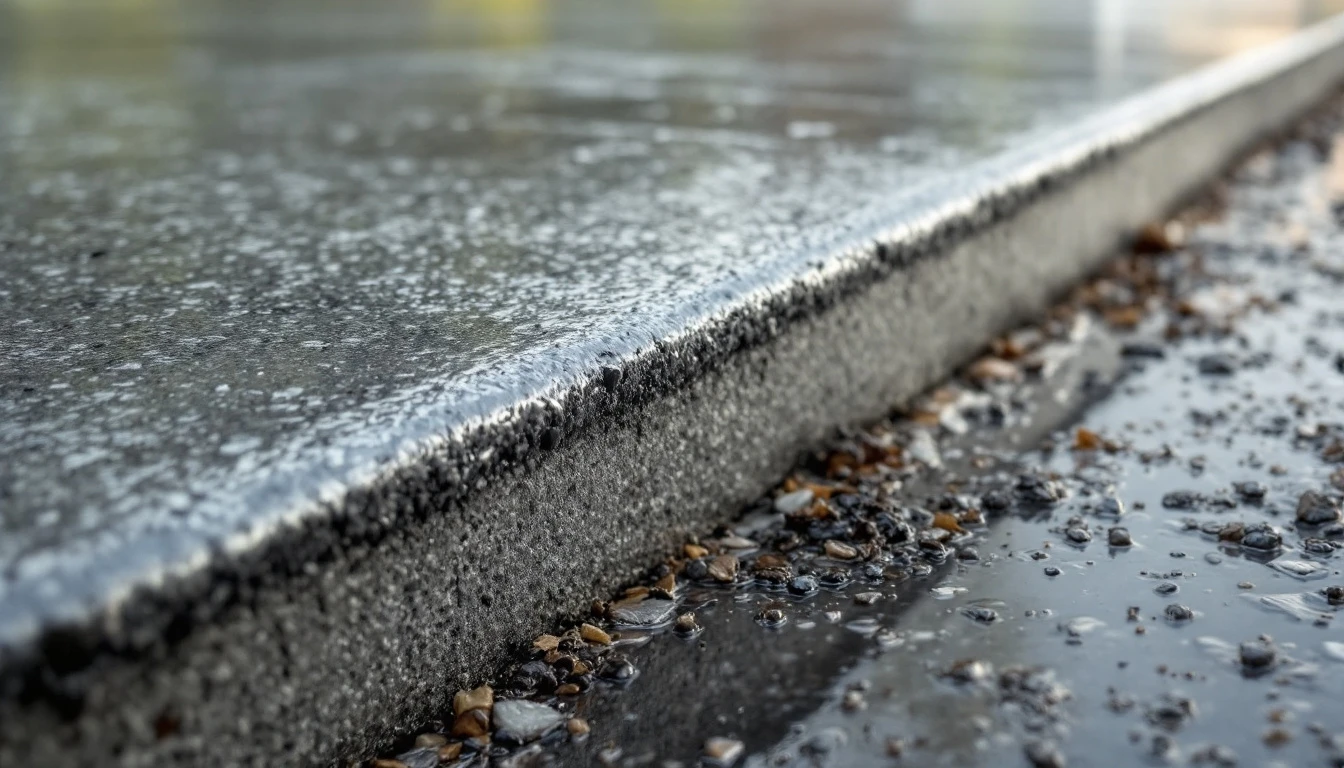 Edge view of a six inch thick concrete driveway slab