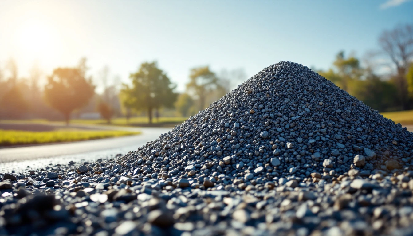 A tall pile of crushed aggregate waiting beside a drive