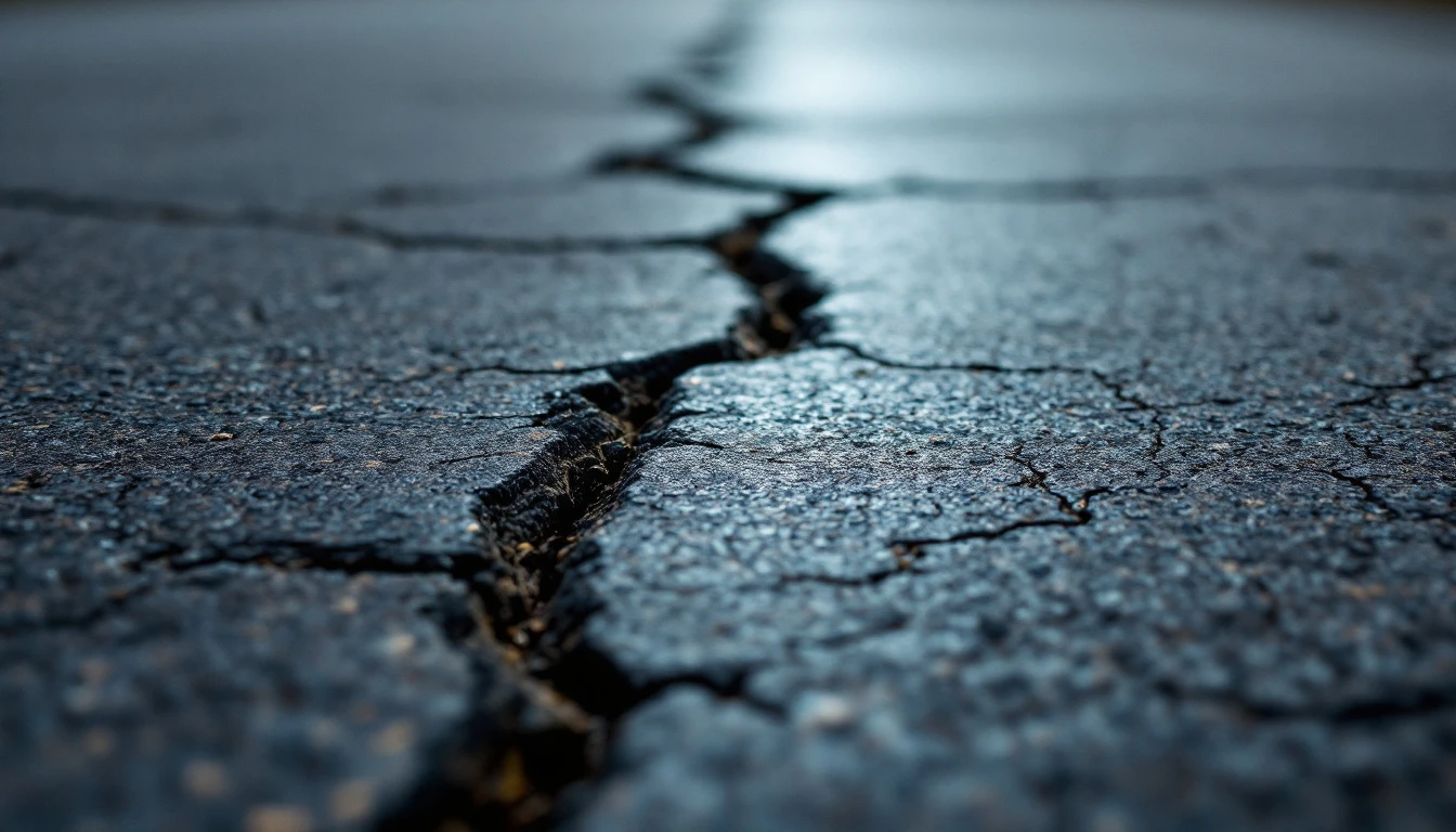 Alligator cracking spread across a worn asphalt surface