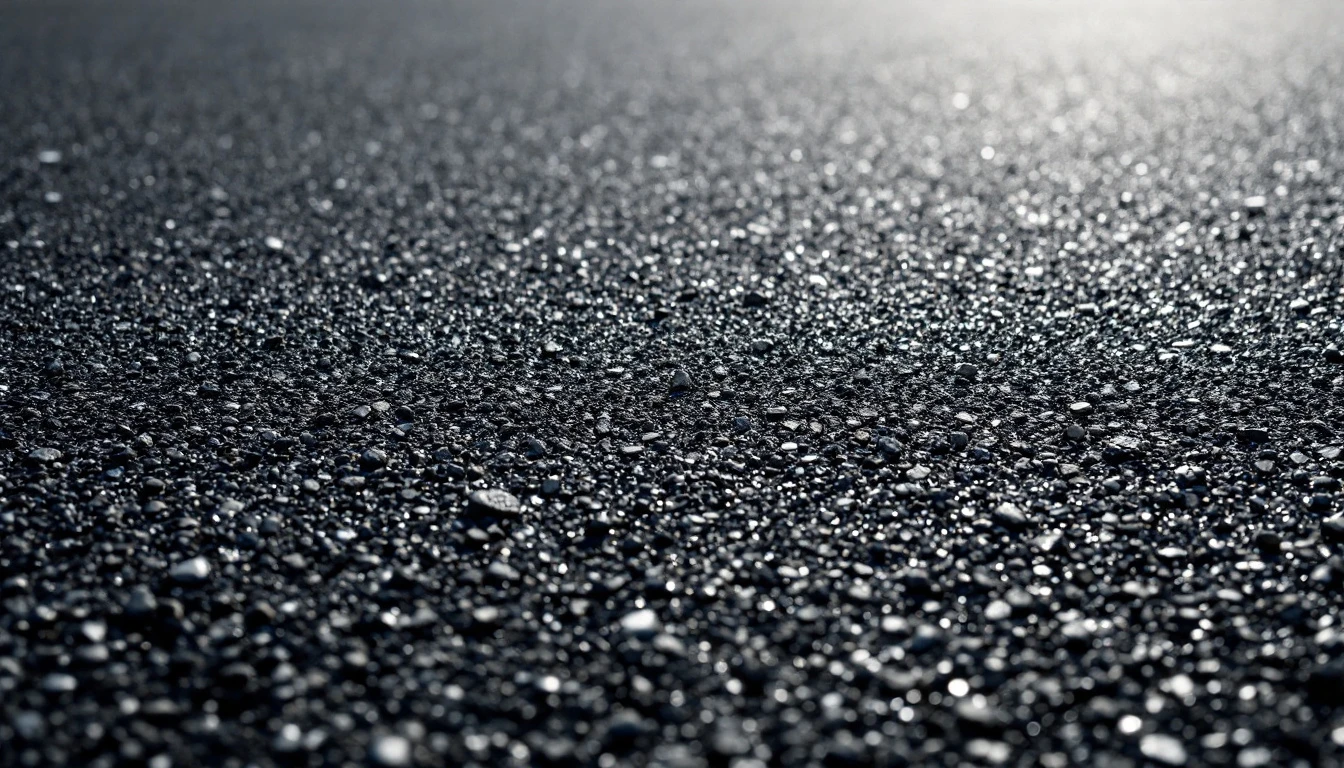 Close view of fresh black asphalt with fine aggregate texture