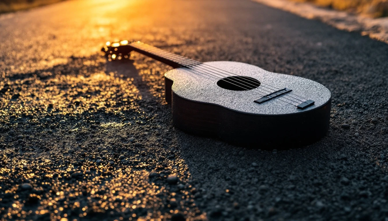 Asphalt lute resting on a freshly spread blacktop mat