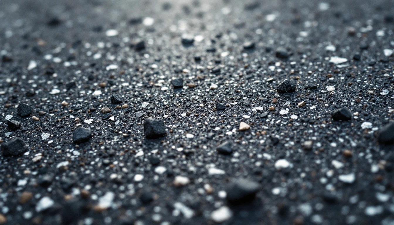 Speckled aggregate bound in a dark slurry under flat light