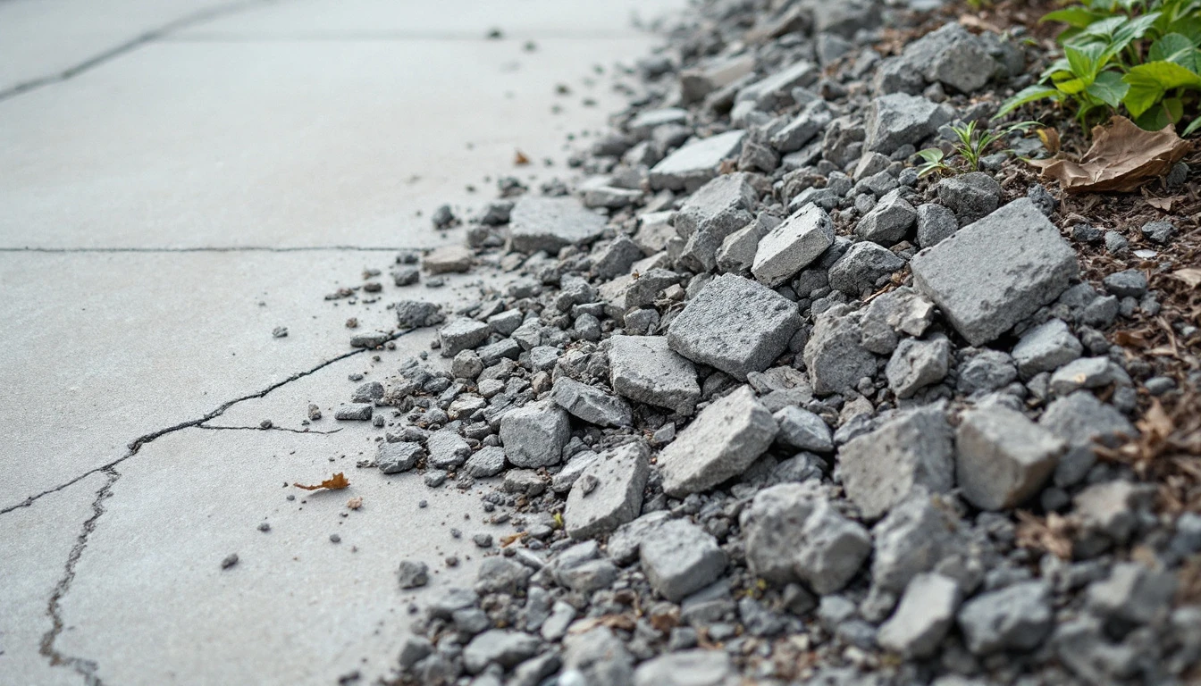Pile of broken concrete rubble from an old drive