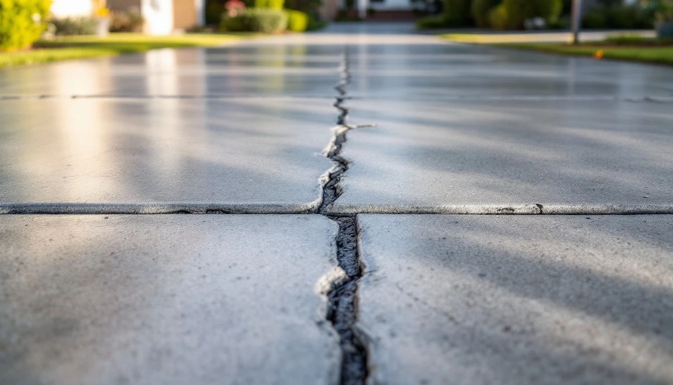 Crisp sealed concrete drive with clean sawn joint lines