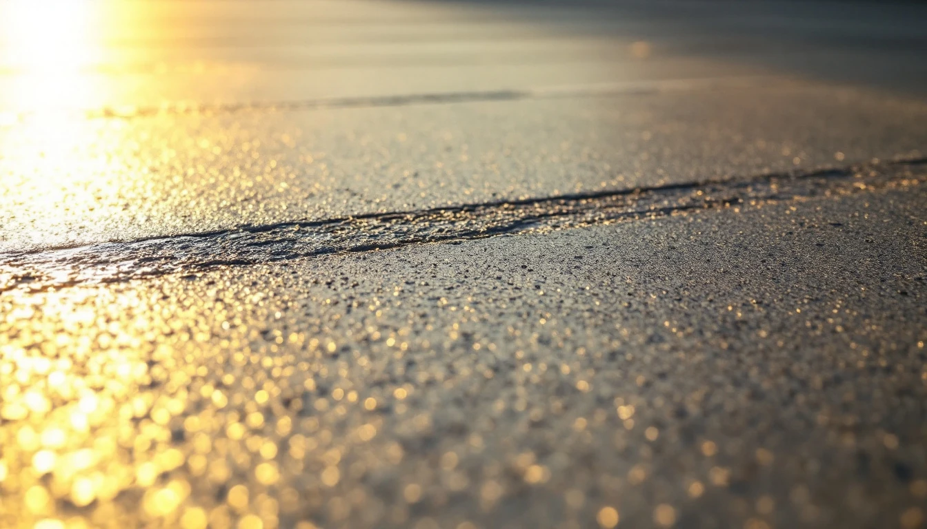 Evenly broomed smooth concrete surface with flawless straight lines