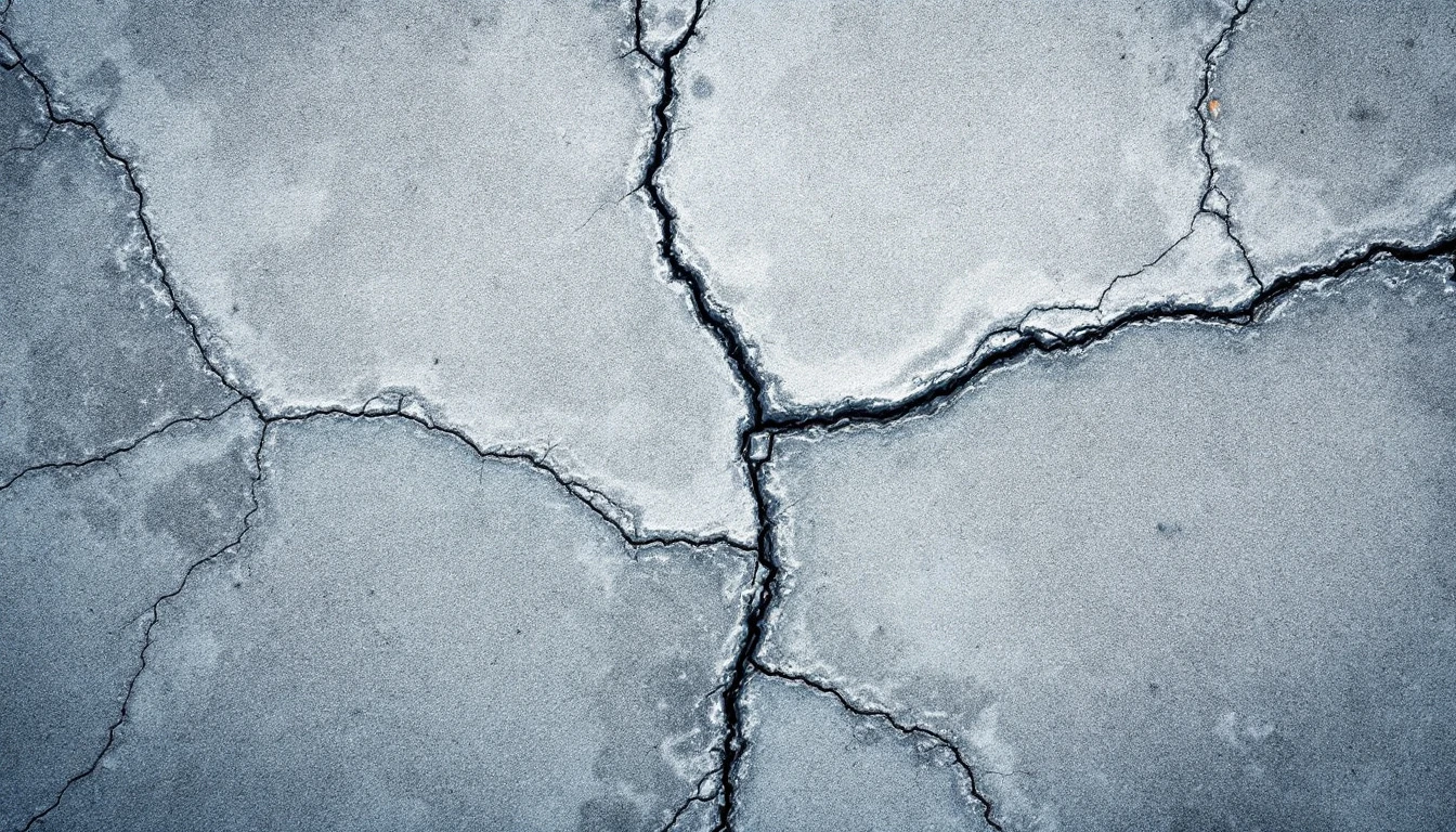 Scaled flaking concrete surface with frost damage shown in tight closeup
