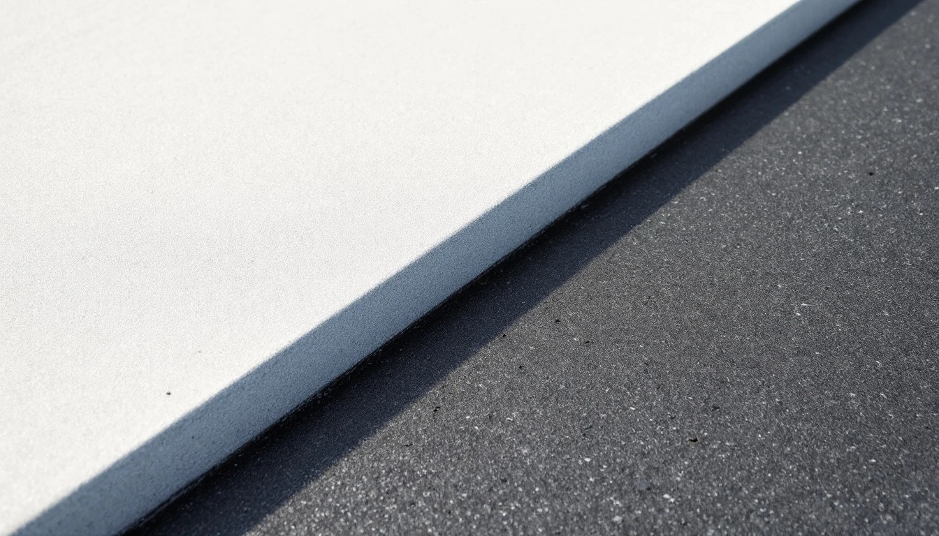 Fresh pale slab tapering over a dark weathered blacktop strip