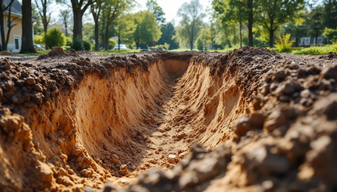 Freshly cut earth excavation where a new drive will be built