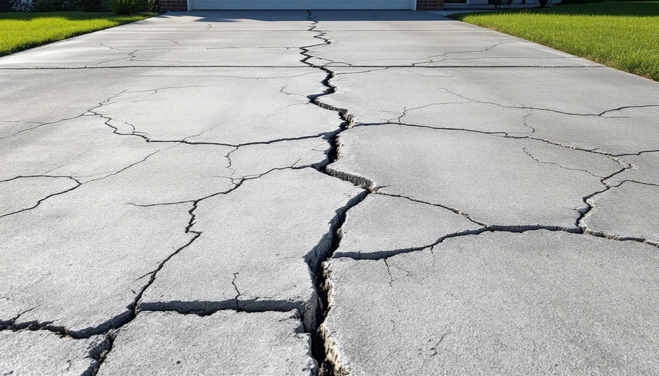 Heaved concrete slabs with deep wide cracks needing extensive repair