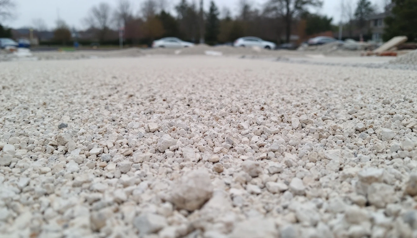 Graded pale aggregate base layer awaiting surface course
