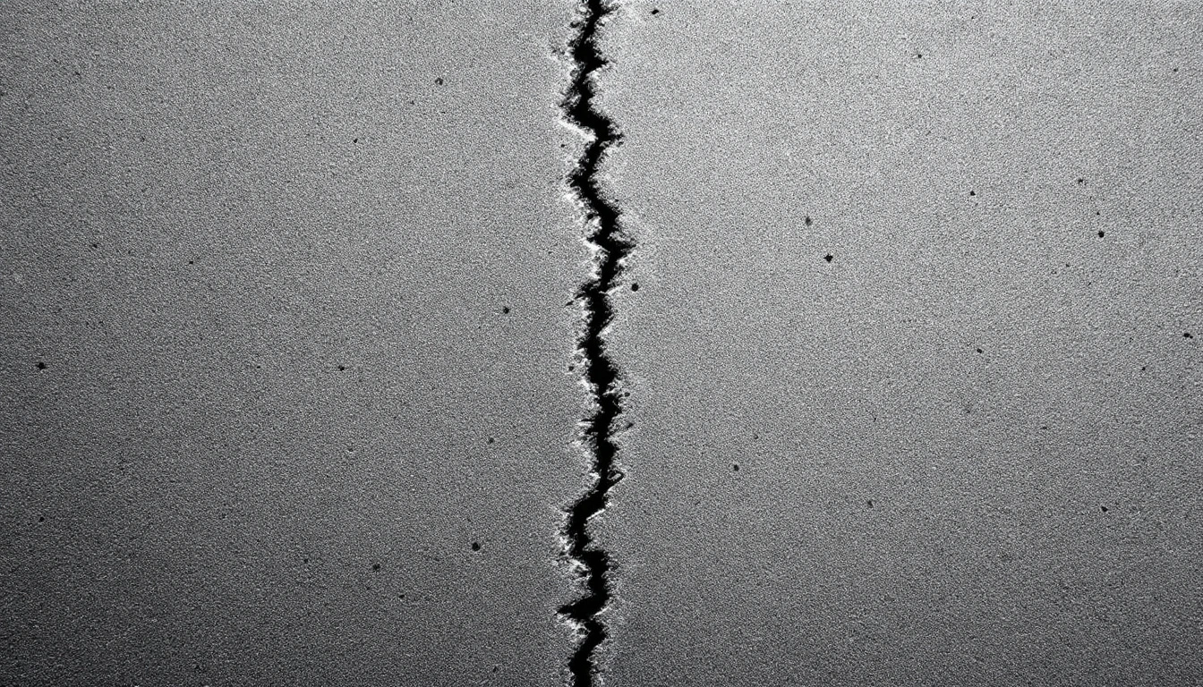 Broomed concrete texture with a sawn joint running toward the horizon