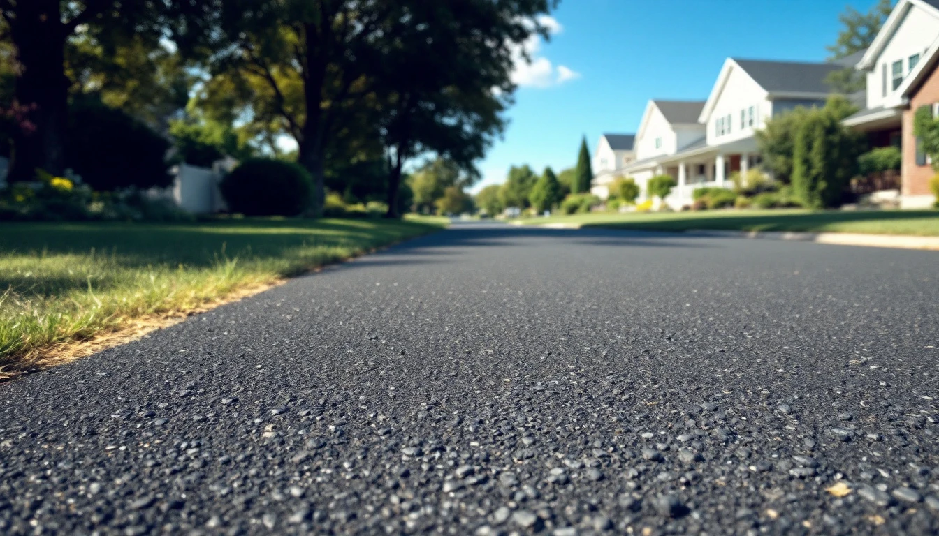 Fresh asphalt drive giving a simple home a clean look