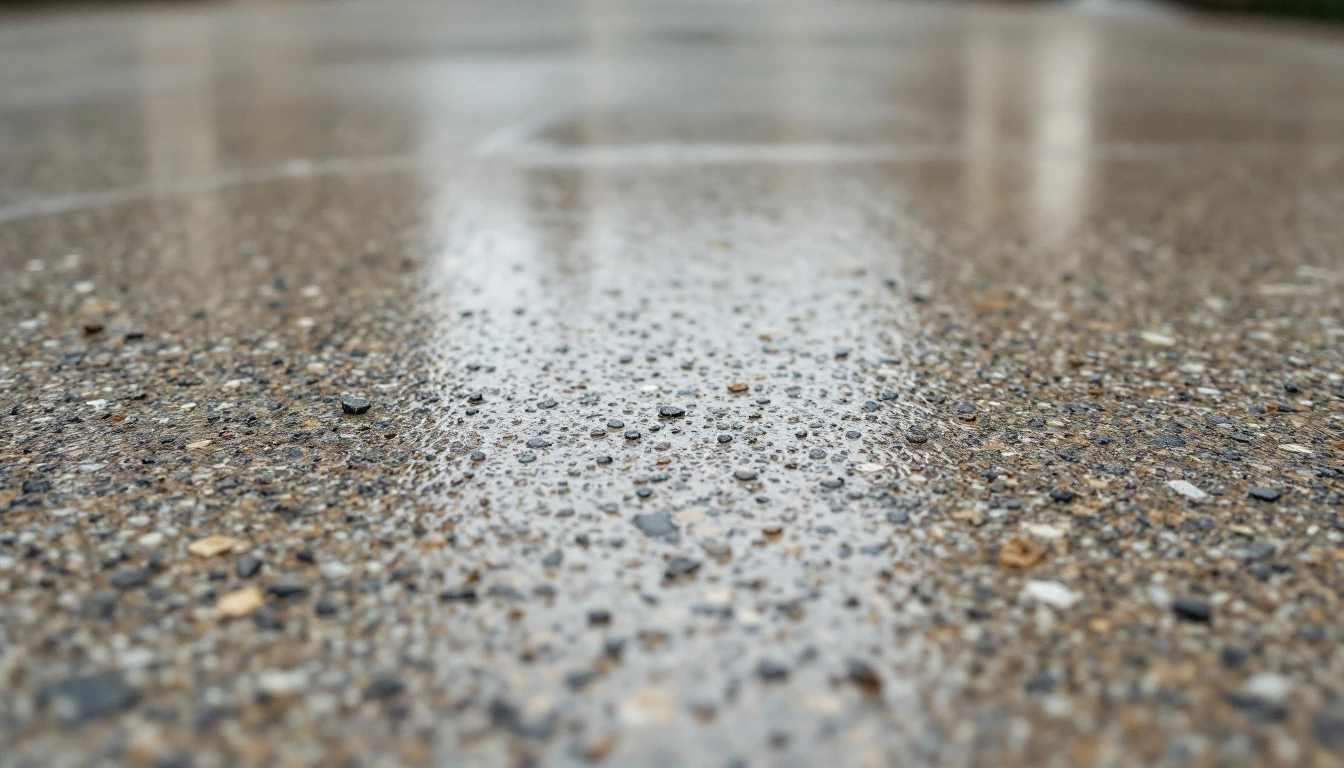 New broomed concrete surface texture in soft overcast light