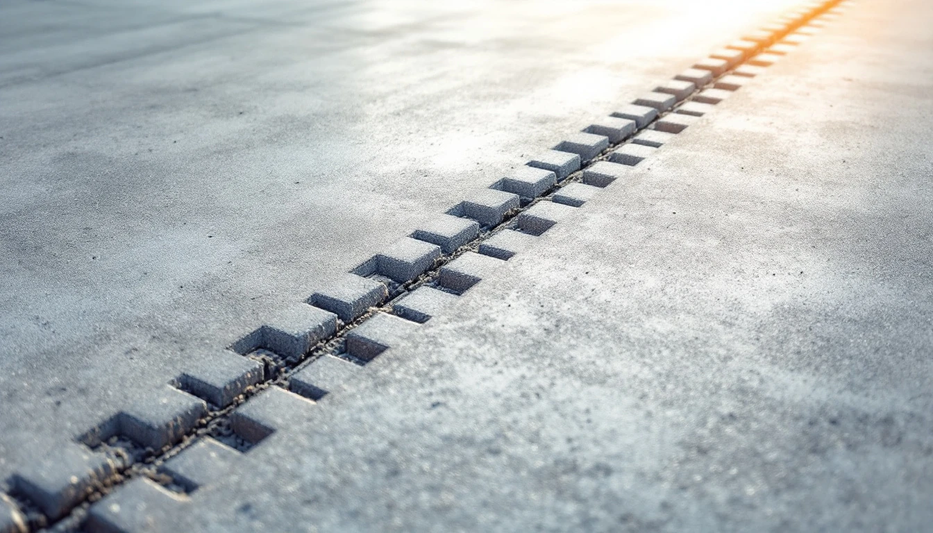 New concrete driveway surface with straight sawn control joints