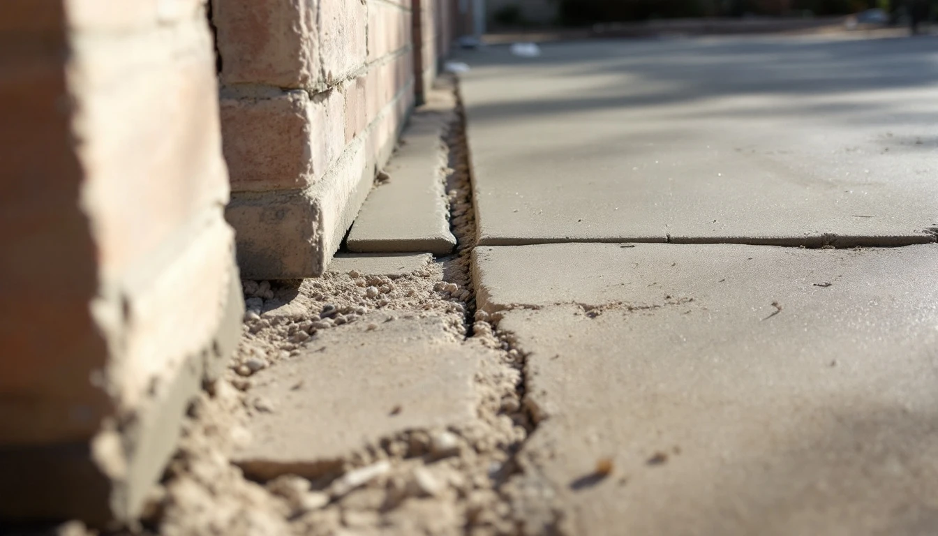 Fresh concrete slab butting against a weathered older drive