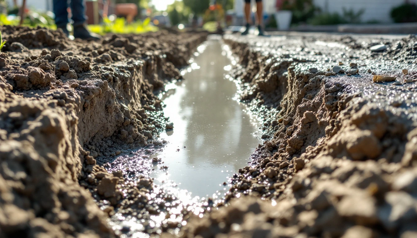 Formed driveway pour footprint partly filled with fresh concrete from above