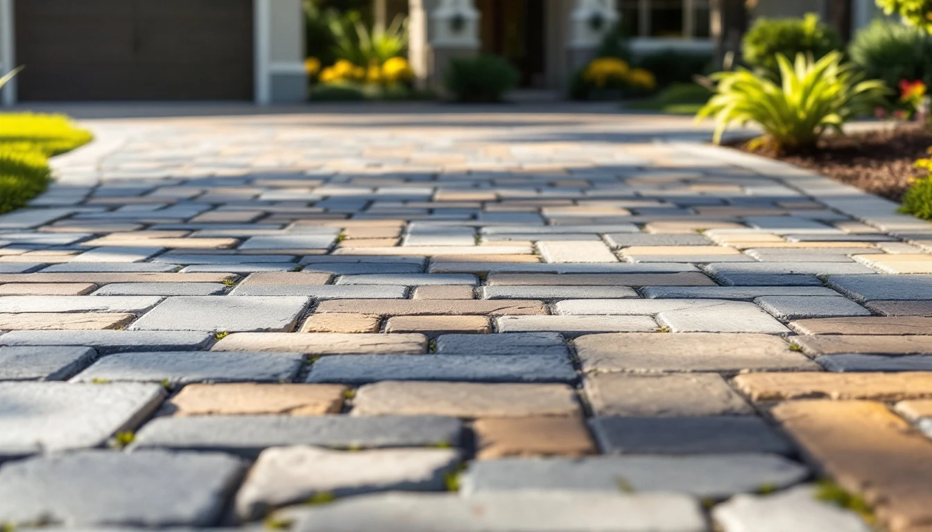 Neat paver driveway apron meeting the street with clear open sight lines