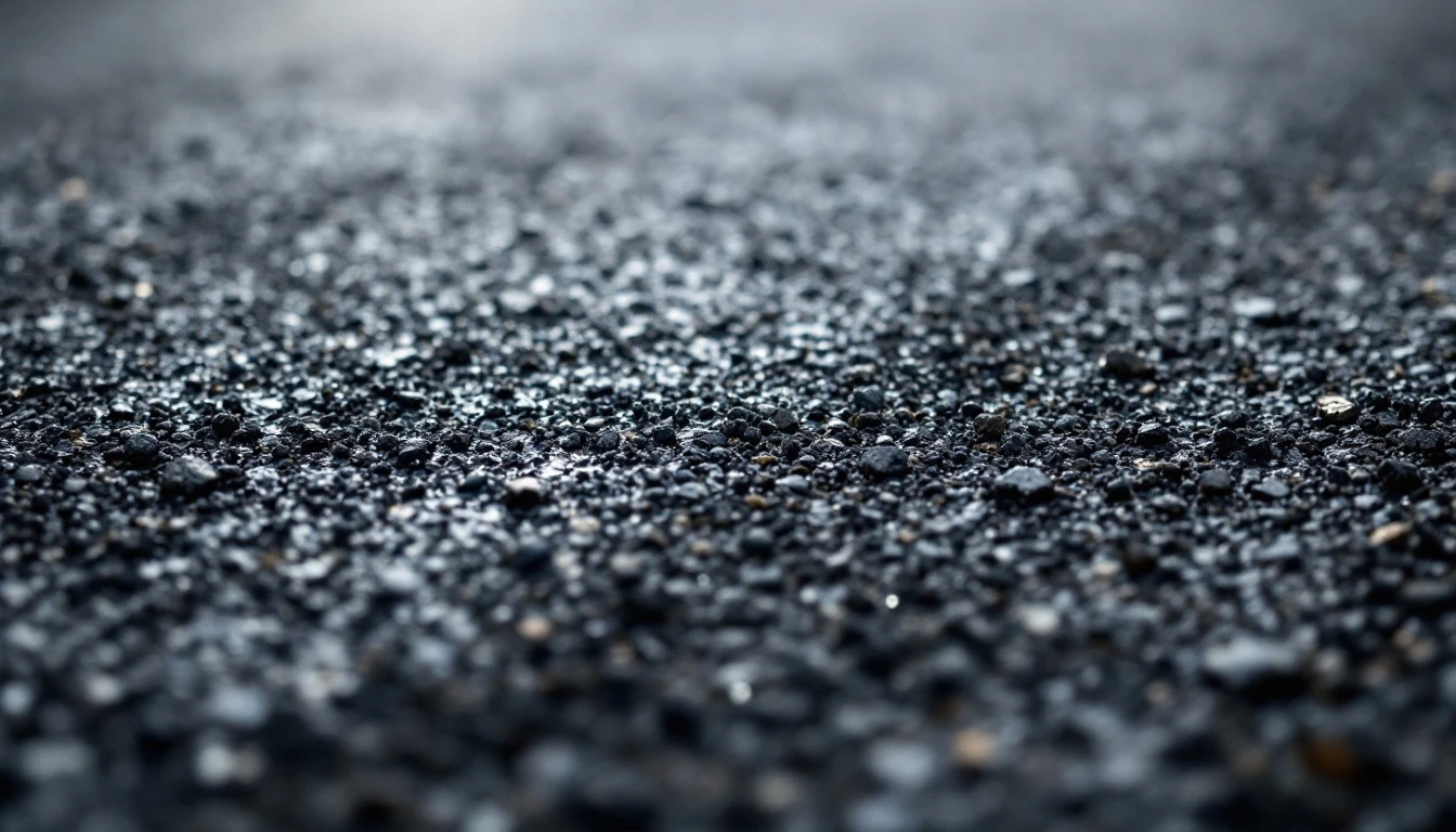 Rough hand tamped patch meeting smooth asphalt driveway surface
