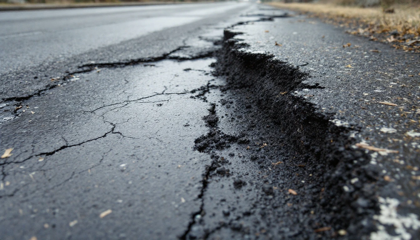 Sawn edges around a failed asphalt section being prepared for new material