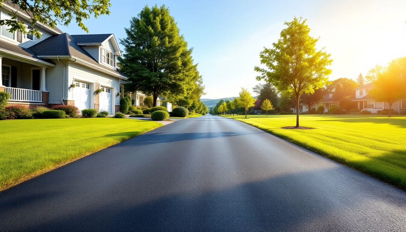 Clear open view along a sealed drive toward the street
