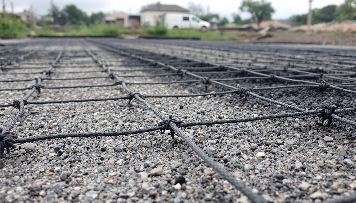 String grid stretched over a graded base awaiting its new surface