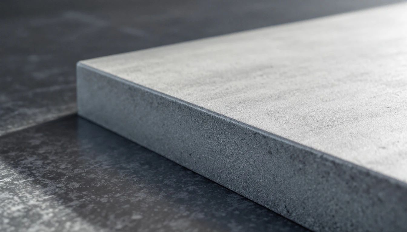 Thick reinforced concrete slab edge with smooth finish