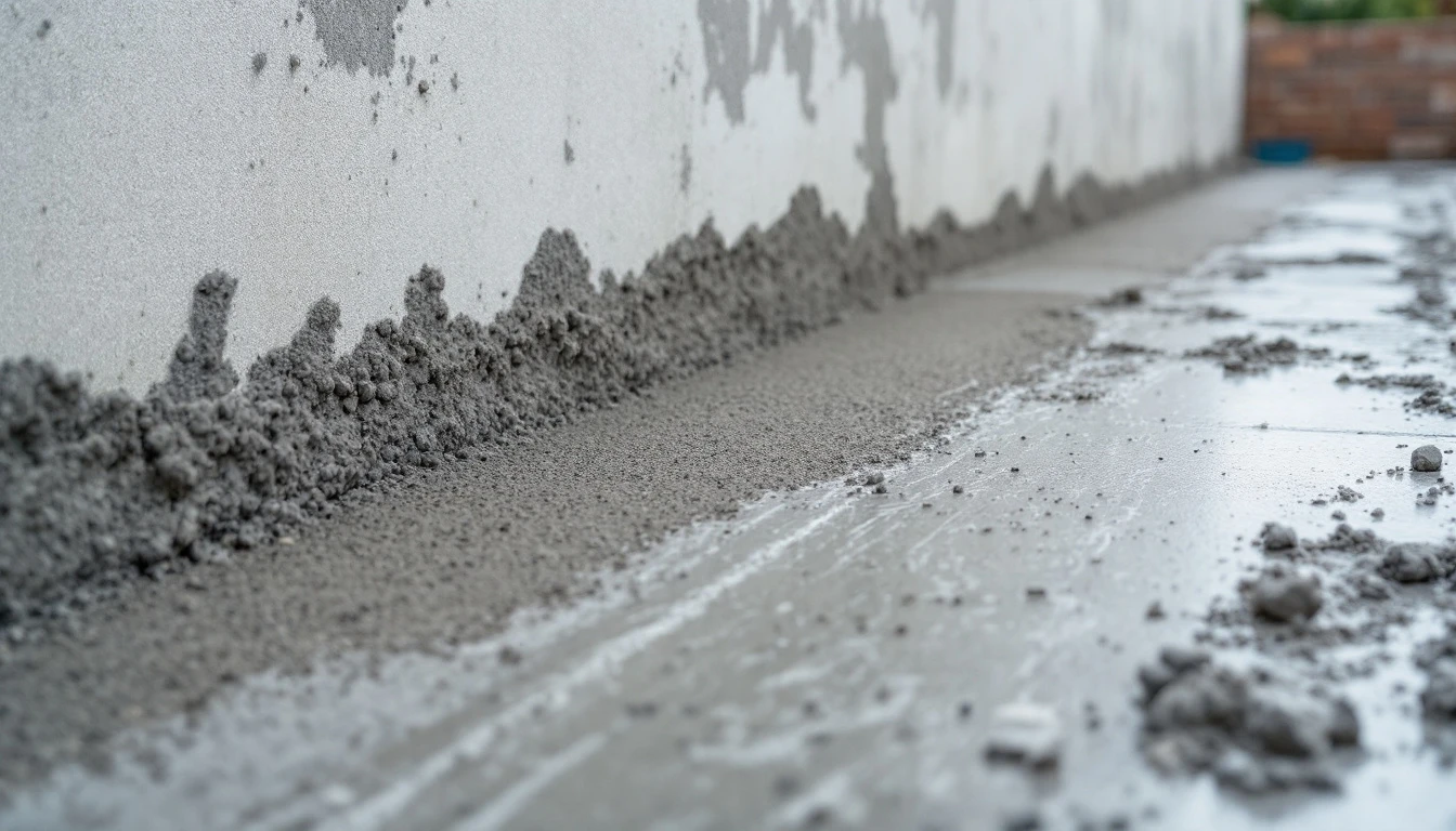 Thin fresh topping spread over an old concrete slab