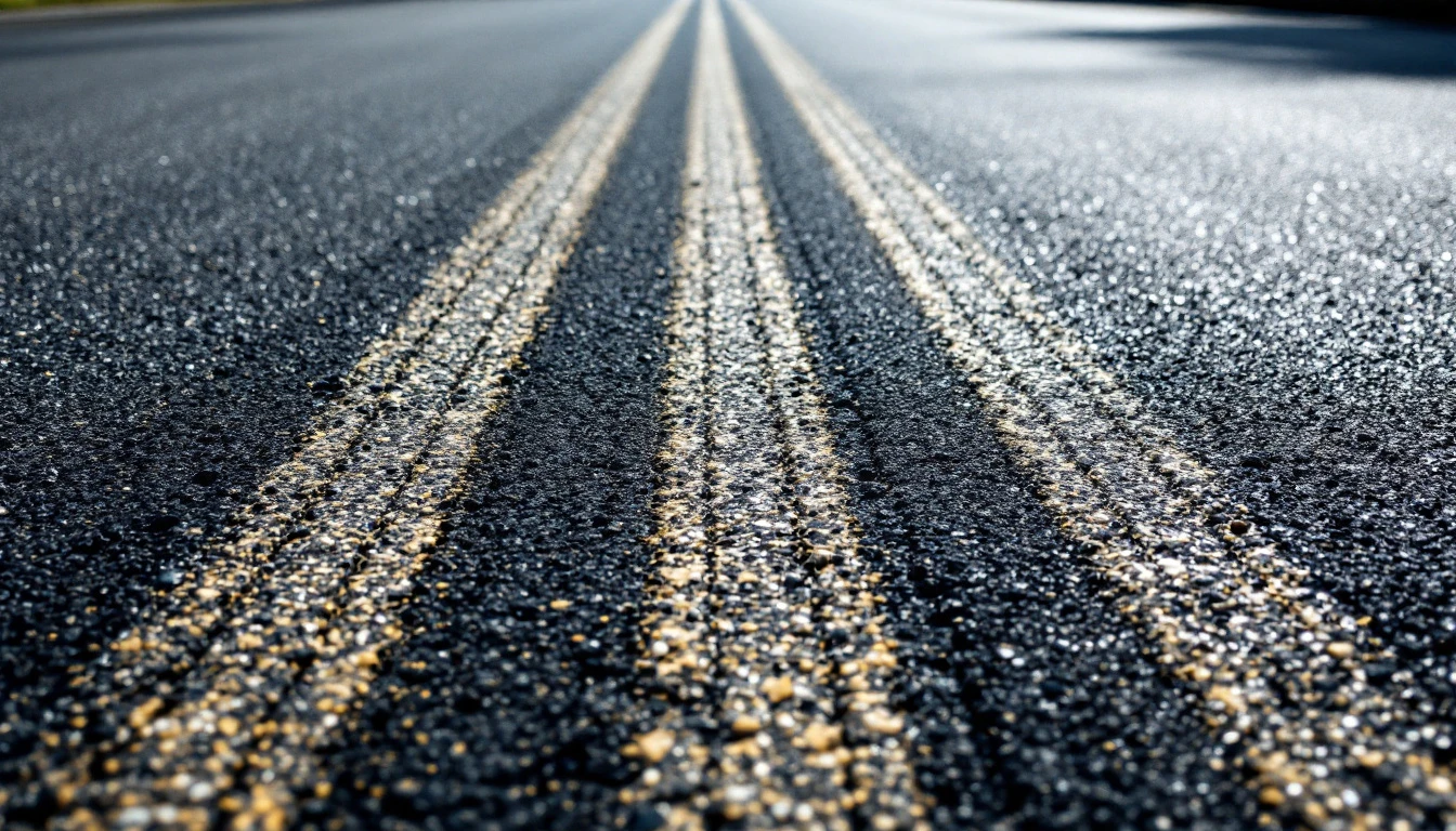 Dark rubber scuffs streaked across a freshly sealed asphalt surface