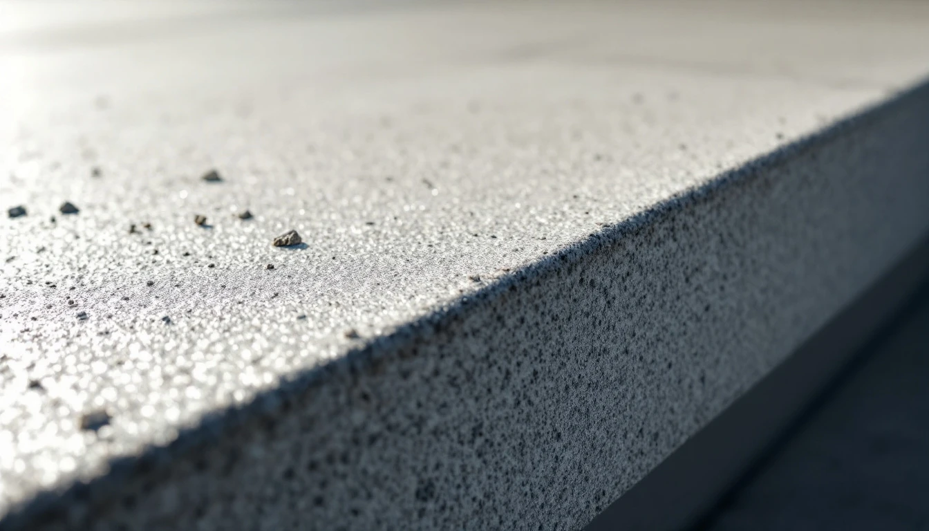 Unmarked broom finish across a fresh concrete surface in bright sun