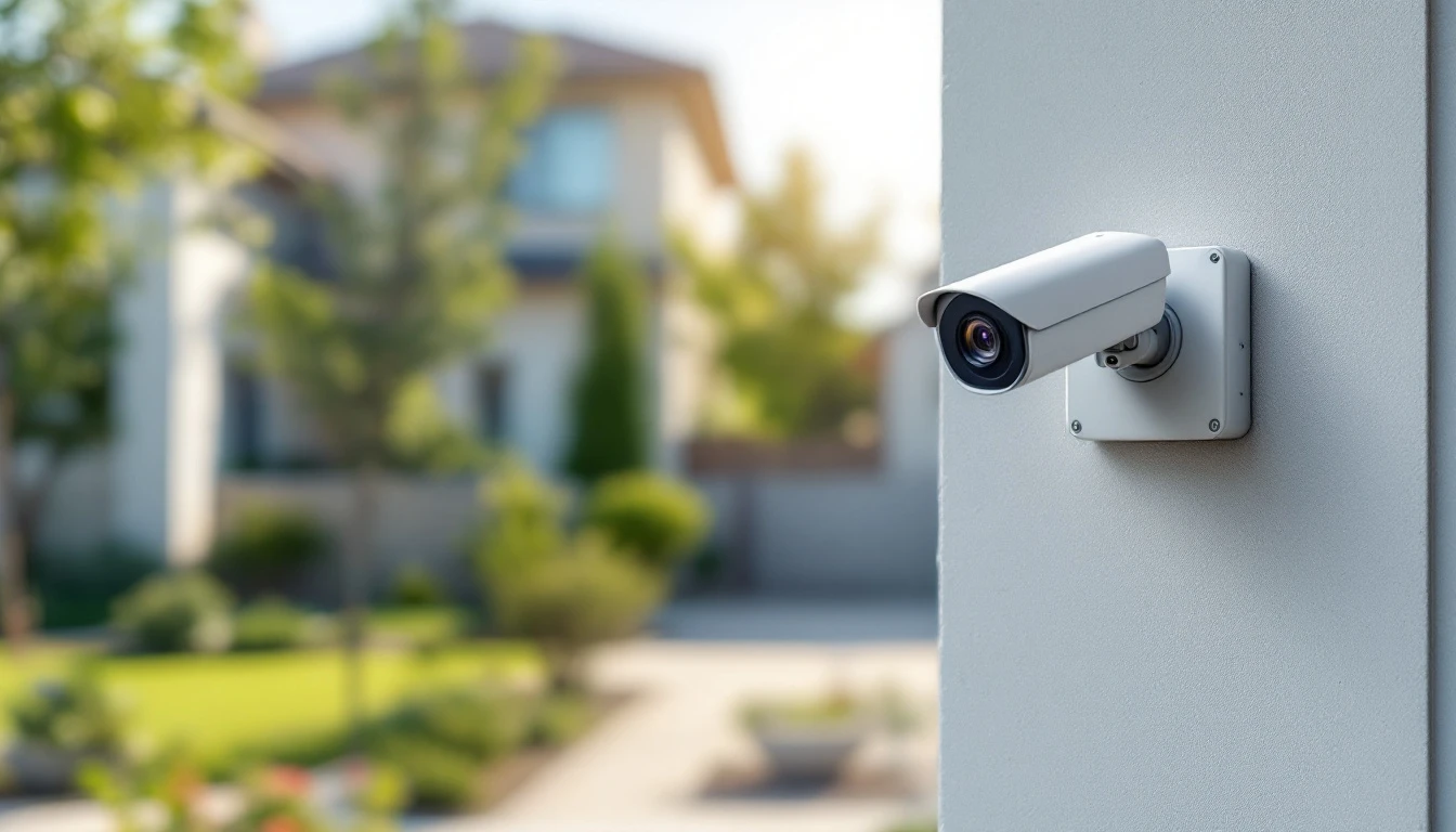 Small outdoor camera mounted above a clean concrete drive